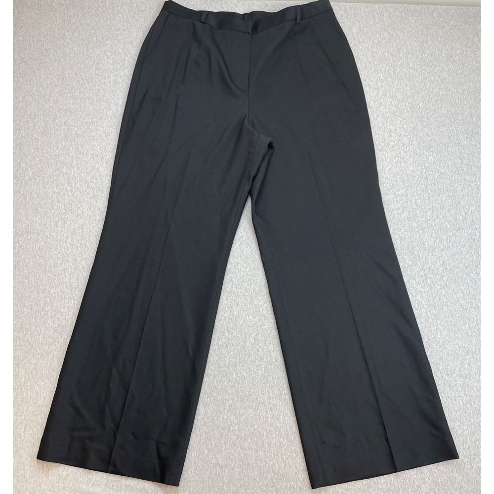 Talbots Pants Womens 16 Black Wool Blend Stretch Pull On Wide Straight High-Rise